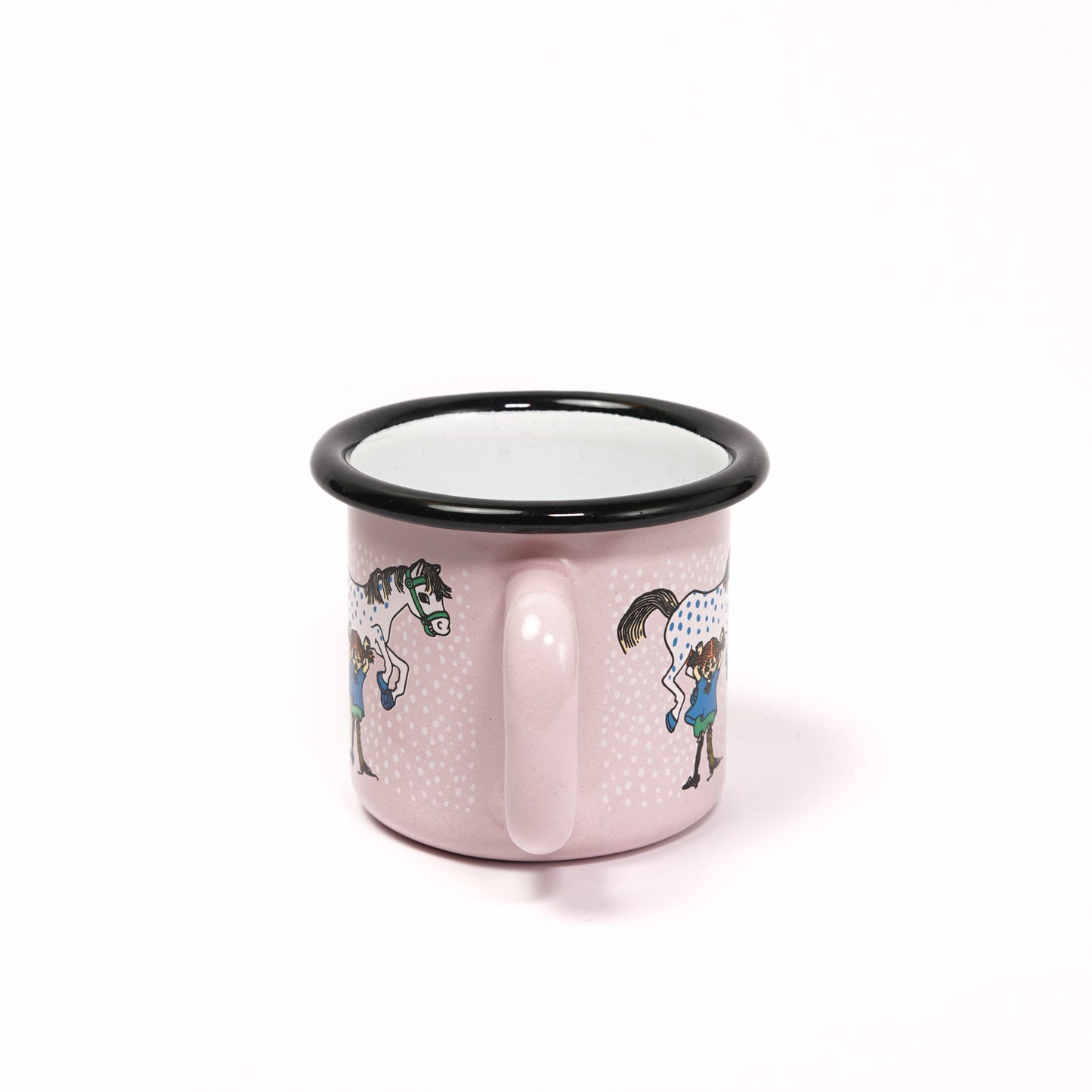 Tasse aus Emaille: Pippi Langstrumpf - Pippi und das Pferd rosa von Muurla