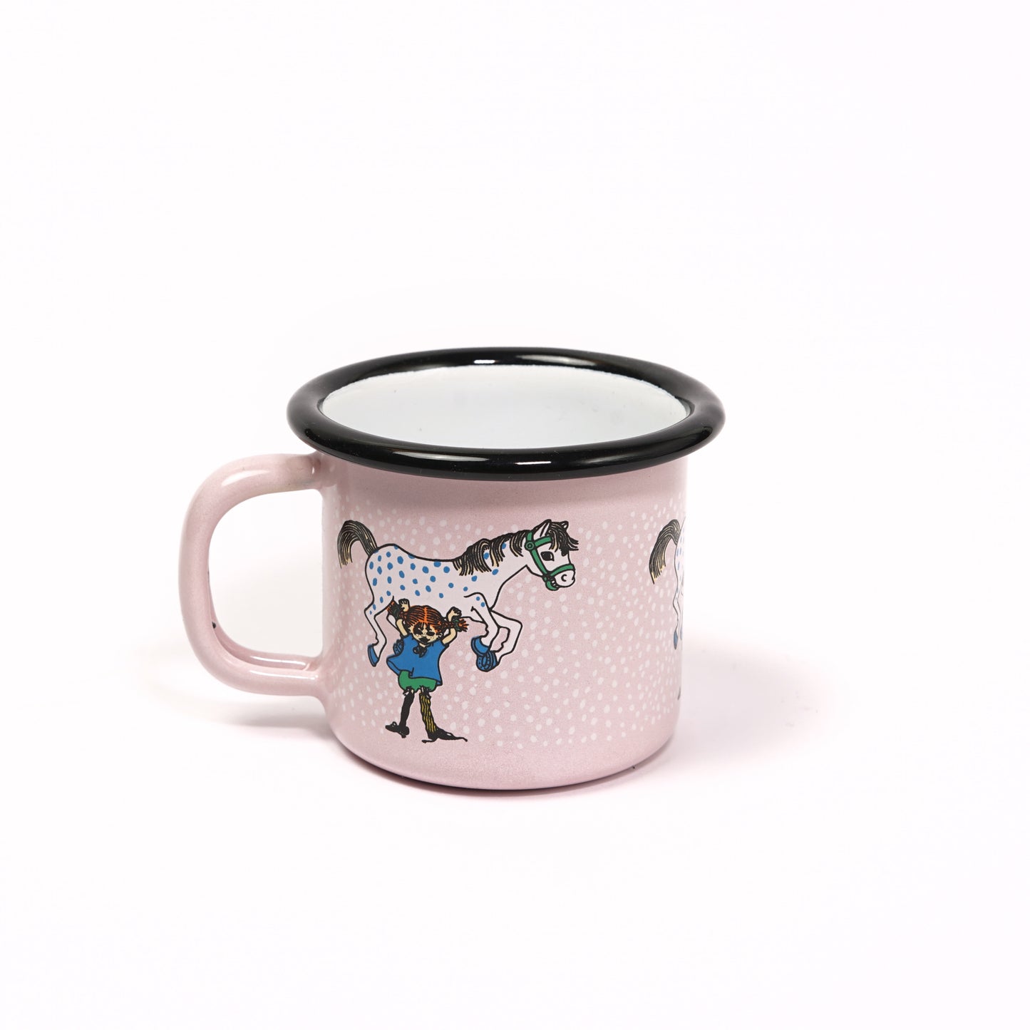 Tasse aus Emaille: Pippi Langstrumpf - Pippi und das Pferd rosa von Muurla