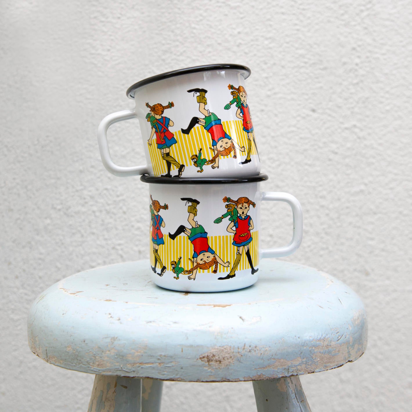 Tasse aus Emaille: Pippi Langstrumpf, Pippi weiss von Muurla