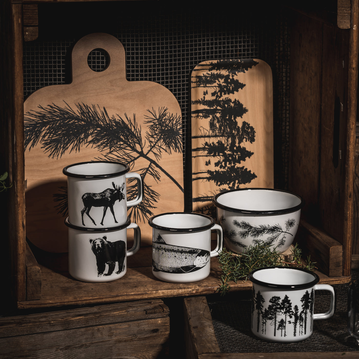 Tasse aus Emaille: Nordic - The Forest weiss von Muurla