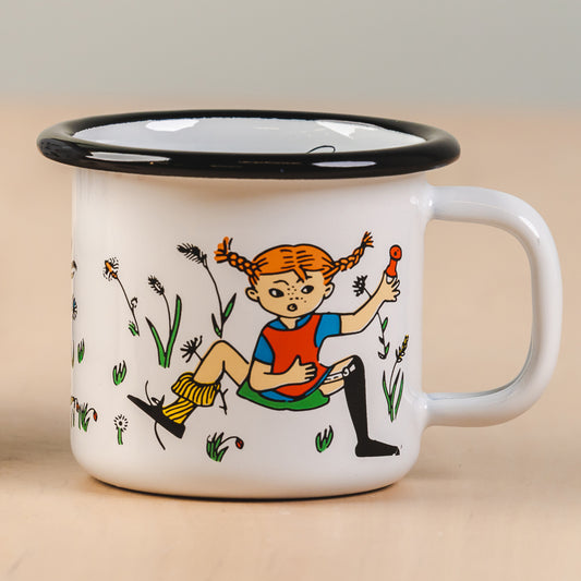 Tasse aus Emaille: Pippi Langstrumpf - Pippi & Herr Nilsson weiss von Muurla