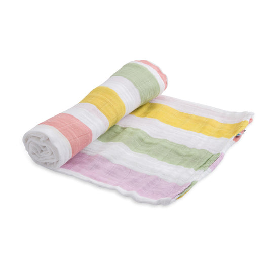 Cotton Muslin Swaddle: "Cabana Stripe" von Little Unicorn