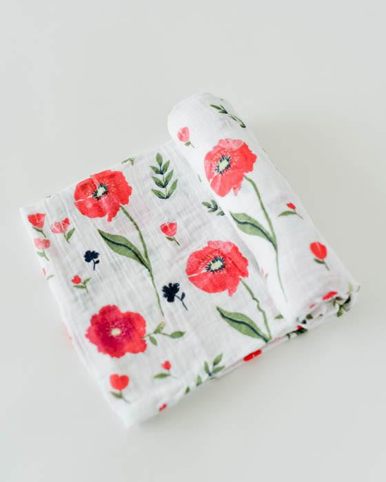 Cotton Muslin Swaddle: "Summer Poppy" von Little Unicorn