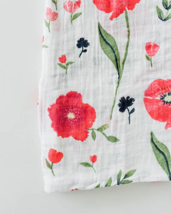 Cotton Muslin Swaddle: "Summer Poppy" von Little Unicorn