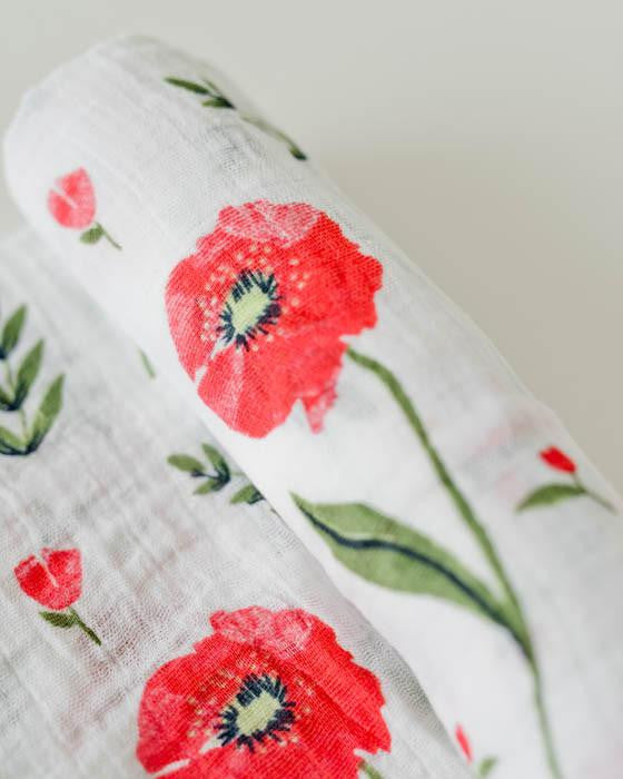 Cotton Muslin Swaddle: "Summer Poppy" von Little Unicorn