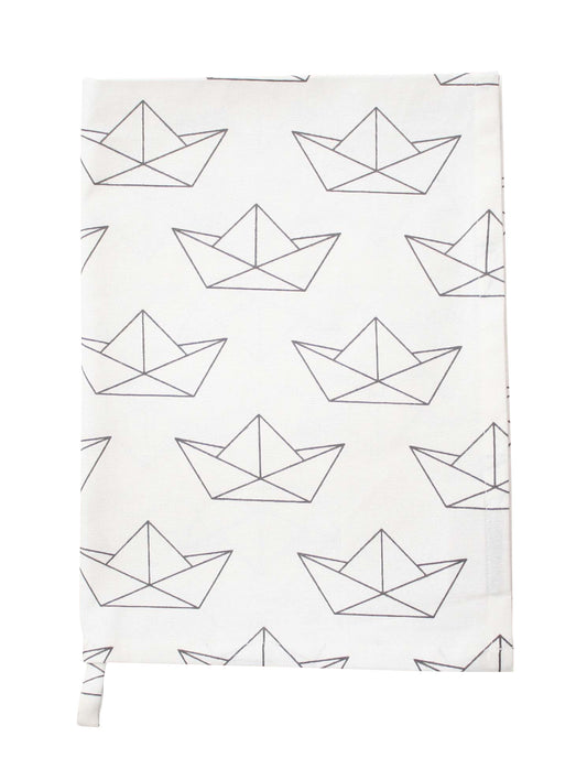 Küchentuch: Paper Boat All Over White
