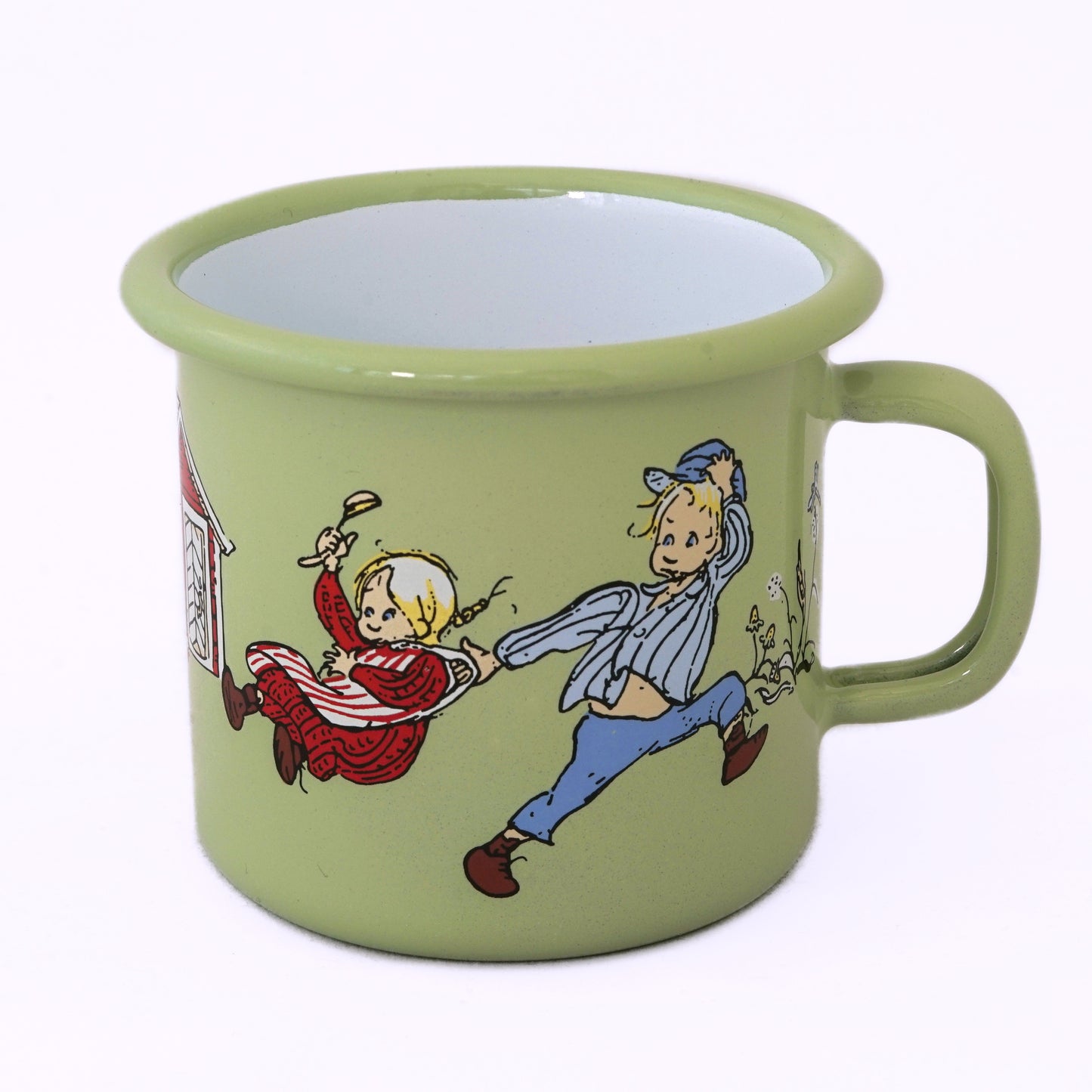 Tasse aus Emaille: Michel aus Lönneberga, Michel und Ida grün von Muurla