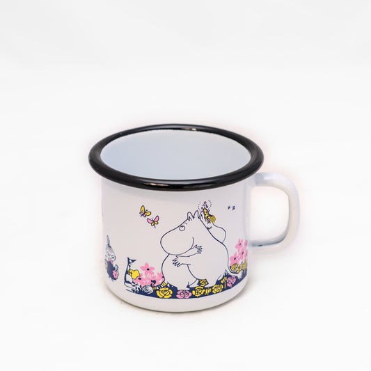 Tasse aus Emaille: Mumin Hug -  Umarmung weiss von Muurla