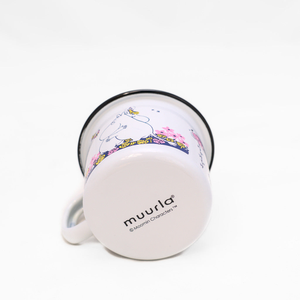 Tasse aus Emaille: Mumin Hug -  Umarmung weiss von Muurla