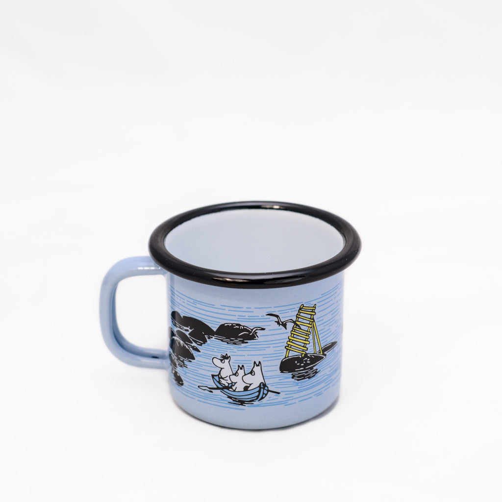 Tasse aus Emaille: Mumin Summer - Mellow Wind 1,5 dl blau von Muurla