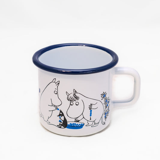 Tasse aus Emaille: Mumin Blueberries - Blaubeeren weiss von Muurla