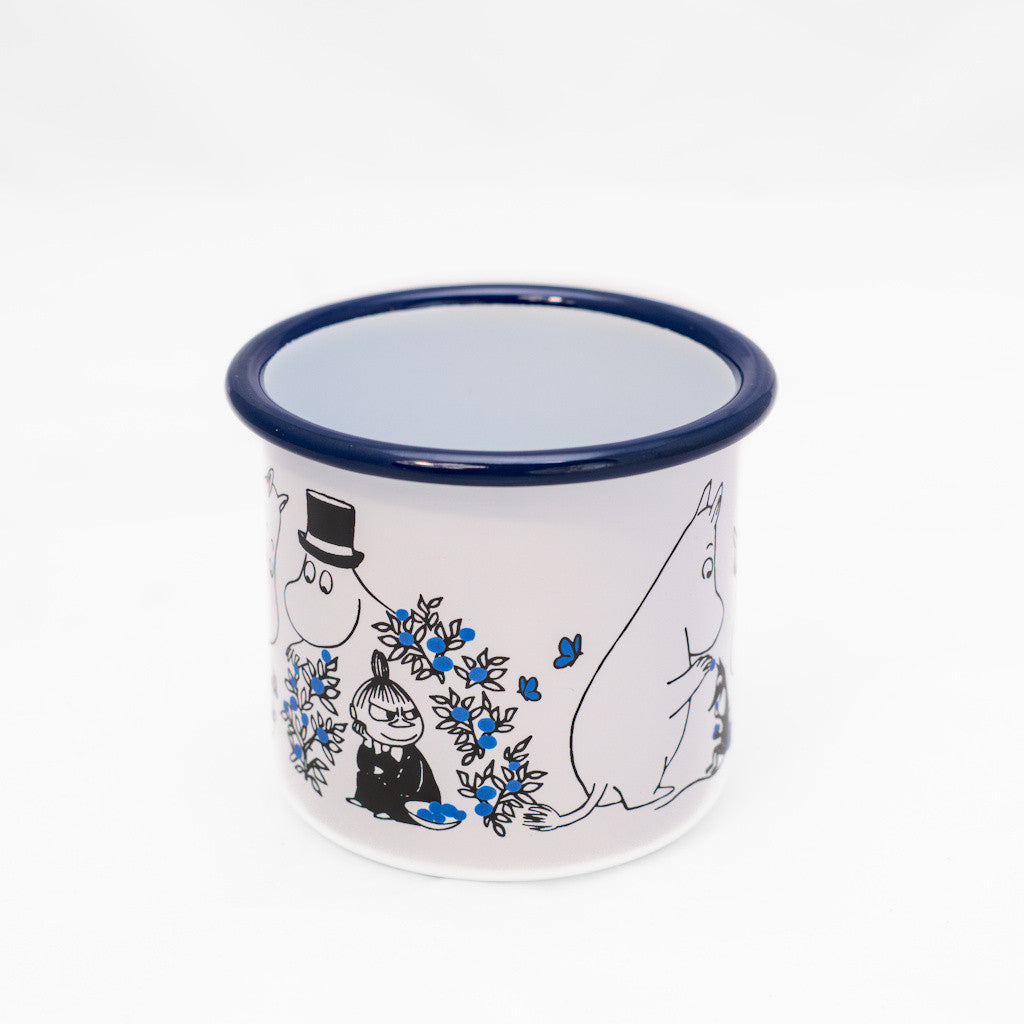 Tasse aus Emaille: Mumin Blueberries - Blaubeeren weiss von Muurla