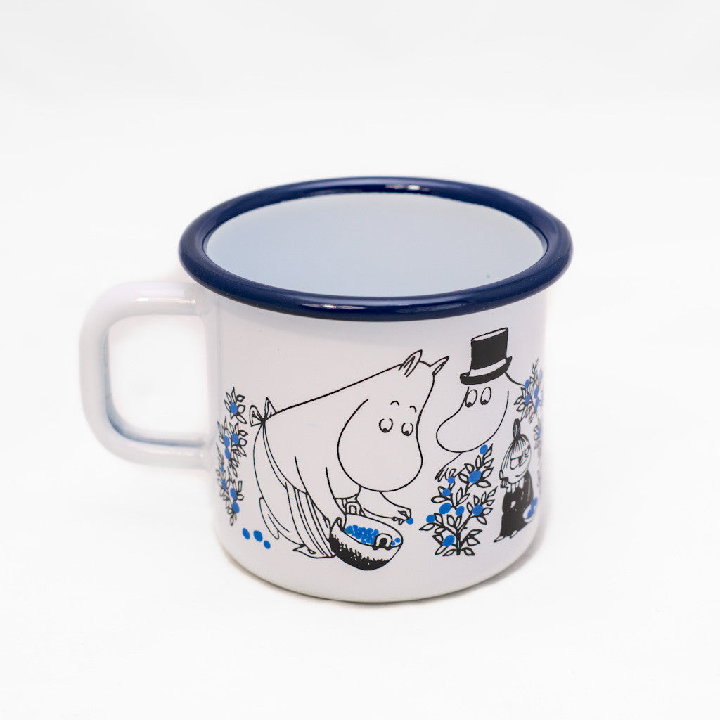 Tasse aus Emaille: Mumin Blueberries - Blaubeeren weiss von Muurla