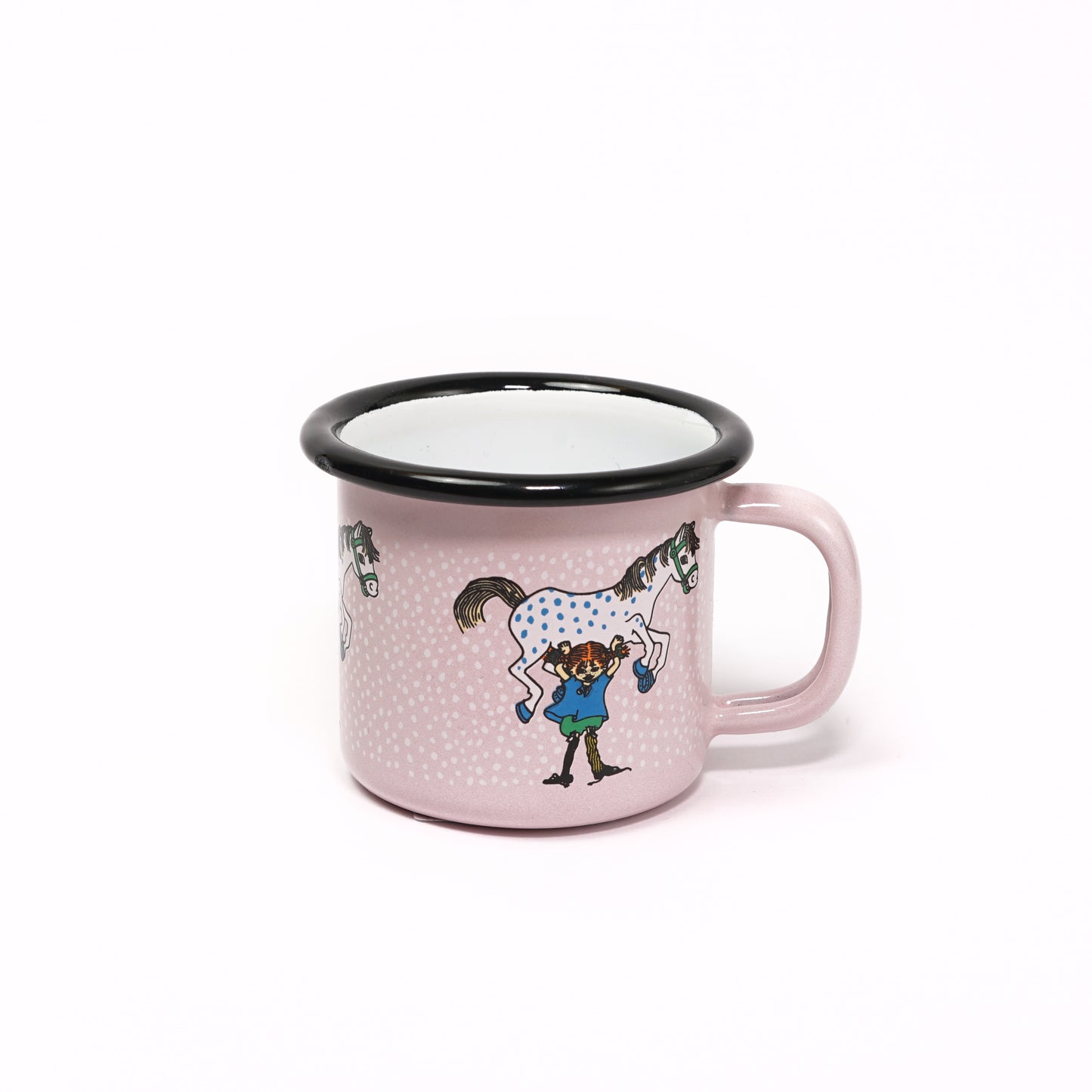 Tasse aus Emaille: Pippi Langstrumpf - Pippi und das Pferd rosa von Muurla