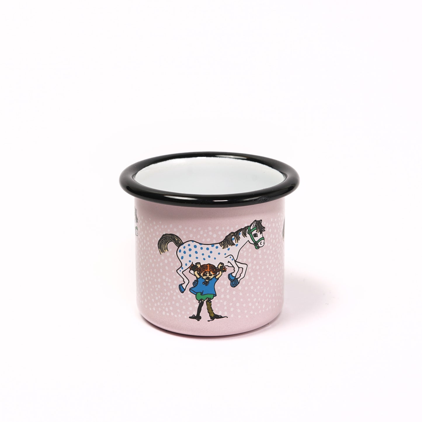 Tasse aus Emaille: Pippi Langstrumpf - Pippi und das Pferd rosa von Muurla
