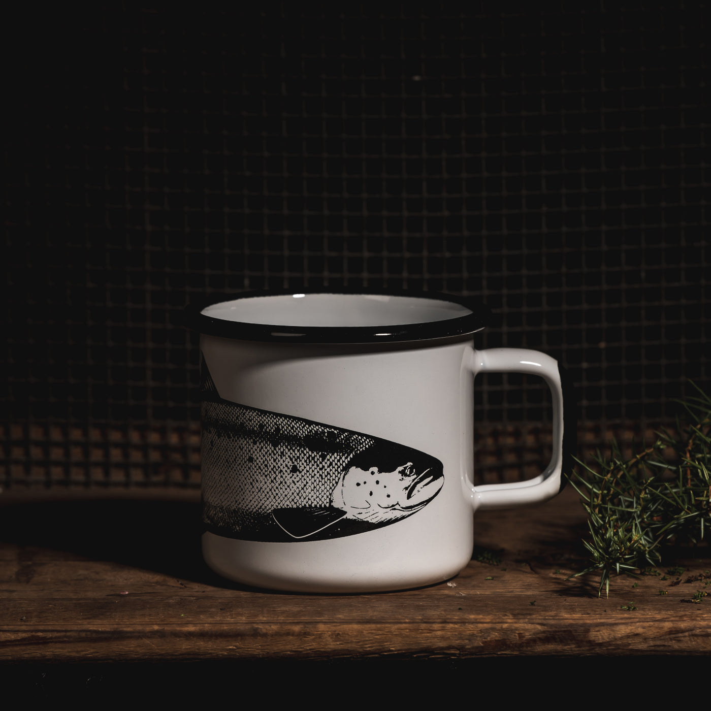 Tasse aus Emaille: Nordic - The Salmon weiss von Muurla