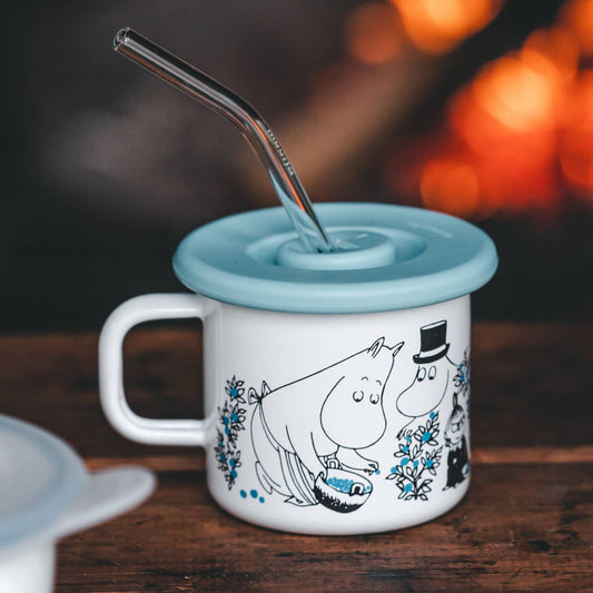 Silikondeckel: Blau 9.5 cm mit Trinkhalmöffnung für 3.7 dl Tassen von Muurla