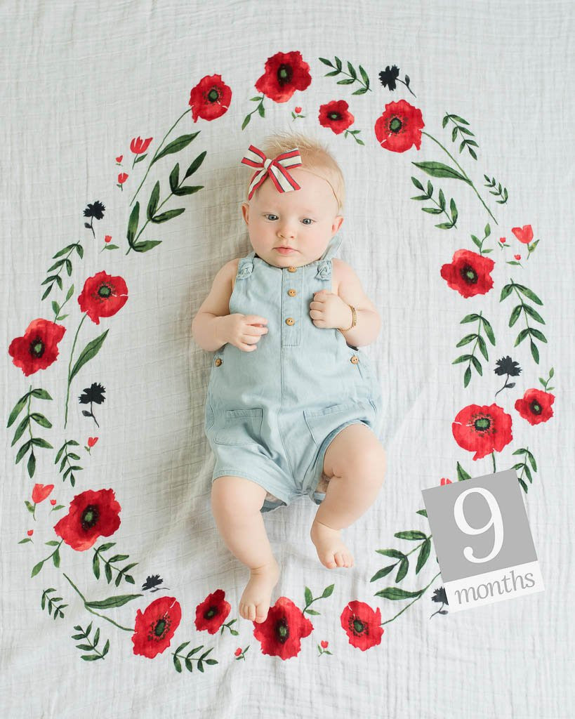 Photo Blanket & Baby Age Cards "Summer Poppy" von Little Unicorn