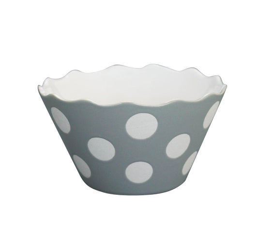 Schüssel "Micro Happy Bowl Light Grey With Dots" von Krasilnikoff